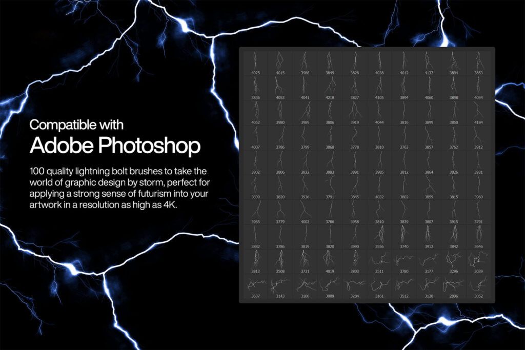 100 Cọ Vẽ Sét Cho Photoshop - 100 Lightning Bolt Photoshop Brushes
